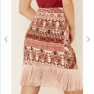 IDYLLWIND WOMEN'S SOUTHWESTERN SIDE HUSTLE SKIRT- fringe skirt